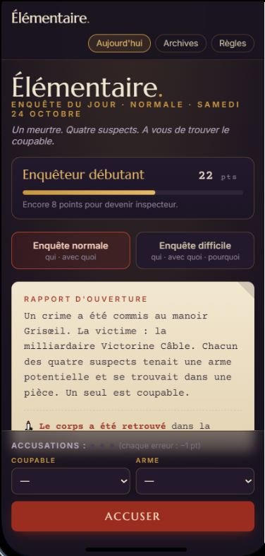 Capture d&rsquo;&eacute;cran de &Eacute;l&eacute;mentaire